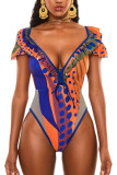 Orange Sexy Print Swimwears