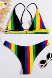 Colour Sexy Striped Printing Swimwears