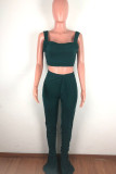 Black Acrylic Fashion Celebrities Solid Draped Two Piece Suits pencil Sleeveless Two Pieces
