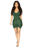White Fashion Sexy Casual Sleeve Short Sleeves V Neck Slim Dress skirt Solid Draped Dresses