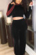 Black Fashion Casual Patchwork Basic Turtleneck Long Sleeve Two Pieces