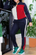 Royal Blue Casual Color Block Patchwork Zipper Collar Long Sleeve Two Pieces