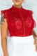 Red Fashion Sexy Solid Hollowed Out See-through O Neck Skinny Bodysuits