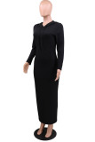 Green Elegant Solid Patchwork Hooded Collar Pencil Skirt Dresses