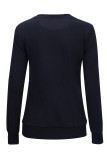 Black Cotton O Neck Long Sleeve Patchwork Print Tees & T-shirts