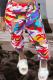 Red Casual Camouflage Print Split Joint Regular Bottoms
