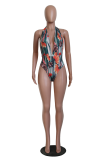 Multicolor Sexy Print Patchwork Swimwears（Without Chains）
