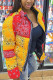 Yellow Fashion Casual Print Cardigan Outerwear