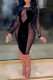 Black Work Daily Solid Hollowed Out Patchwork See-through Pencil Skirt Dresses