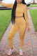 Yellow Sportswear Solid O Neck Long Sleeve Two Pieces