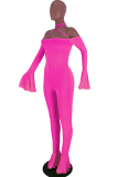 Orange Sexy Fashion stringy selvedge Backless bandage Solid Draped Long Sleeve Hanging neck 