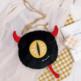 Black Fashion Casual Patchwork Cartoon Chain Strap Crossbody Bag