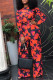 Orange Red Fashion Print Without Belt O Neck Jumpsuits