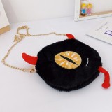 Black Fashion Casual Patchwork Cartoon Chain Strap Crossbody Bag