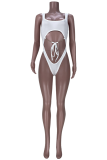 Rose Red Sexy Solid Bandage Swimwears