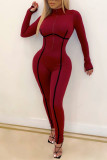 Black Sexy Solid O Neck Skinny Jumpsuits