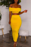Yellow Sexy Fashion Skirt Two-piece Set