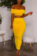 Yellow Sexy Fashion Skirt Two-piece Set