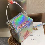 Silver Fashion Casual Letter Print Crossbody Bag