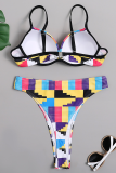 Multi-color Sexy Print Split Joint Swimwears