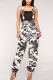 Black Casual Print Regular Mid Waist Pencil Bottoms