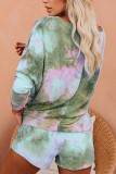 Grey Fashion Casual adult One word collar Patchwork Print Tie Dye Two Piece Suits Stitching Plus Size
