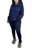 Navy Blue Polyester Fashion Active adult Ma'am Patchwork Solid Two Piece Suits pencil Long Sleeve Two Pieces