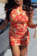 Orange Sexy Casual Print Tie Dye Basic O Neck Short Sleeve Dress