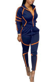Black Polyester Fashion Active adult Ma'am Patchwork Solid Two Piece Suits pencil Long Sleeve Two Pieces