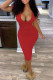 Red Fashion Sexy Solid Basic V Neck Short Sleeve Dress