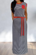 Red Casual Striped Patchwork O Neck Straight Dresses