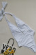 White Sexy Striped Solid Cross Straps Swimwears