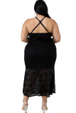 Black Lace England Slip lace Solid Lace Trim Plus Size Dresses