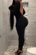Black Sexy Solid Backless O Neck Skinny Jumpsuits