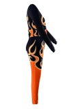 Black Casual Print Patchwork O Neck Long Sleeve Two Pieces
