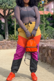 Colour Casual Color Block Patchwork Harlan Mid Waist Harlan Patchwork Bottoms