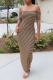 Brown Sexy Print Patchwork Off the Shoulder Pencil Skirt Dresses