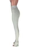 Black Grey Pink Elastic Fly Sleeveless High Patchwork Solid Draped Boot Cut Pants Bottoms