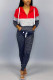 Red Fashion Casual Patchwork Basic Hooded Collar Long Sleeve Two Pieces
