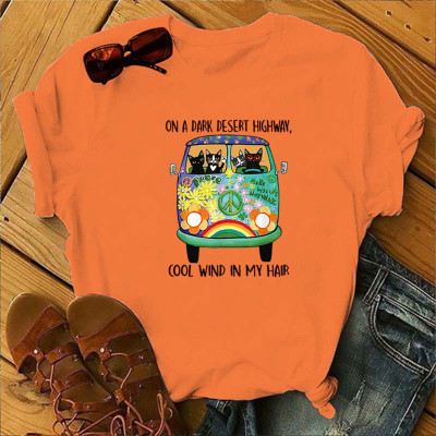 Tangerine Red Casual Print Patchwork O Neck Tops