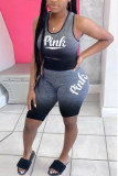 Blue Fashion Casual Letter Printed Sports Set