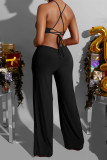 Red Sexy Casual Solid Strap Design O Neck Regular Jumpsuits
