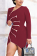 Red Sexy Solid Patchwork Zipper Collar Irregular Dress Dresses