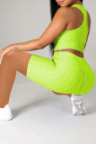 Red Sportswear Solid Patchwork O Neck Sleeveless Two Pieces