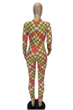 Red Sexy Print Buttons Without Belt V Neck Regular Jumpsuits