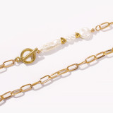 Gold Fashion Patchwork Pearl Clavicle Necklace