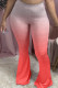Red Polyester Elastic Fly Mid Print Gradient Boot Cut Pants Bottoms