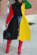 Black Yellow Fashion Casual Patchwork Cardigan Turndown Collar Outerwear