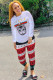 White OL Two Piece Suits Print Letter pencil Long Sleeve Two-piece Pants Set