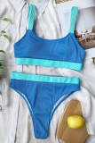 Blue Fashion Sexy Solid Split Joint Swimwears